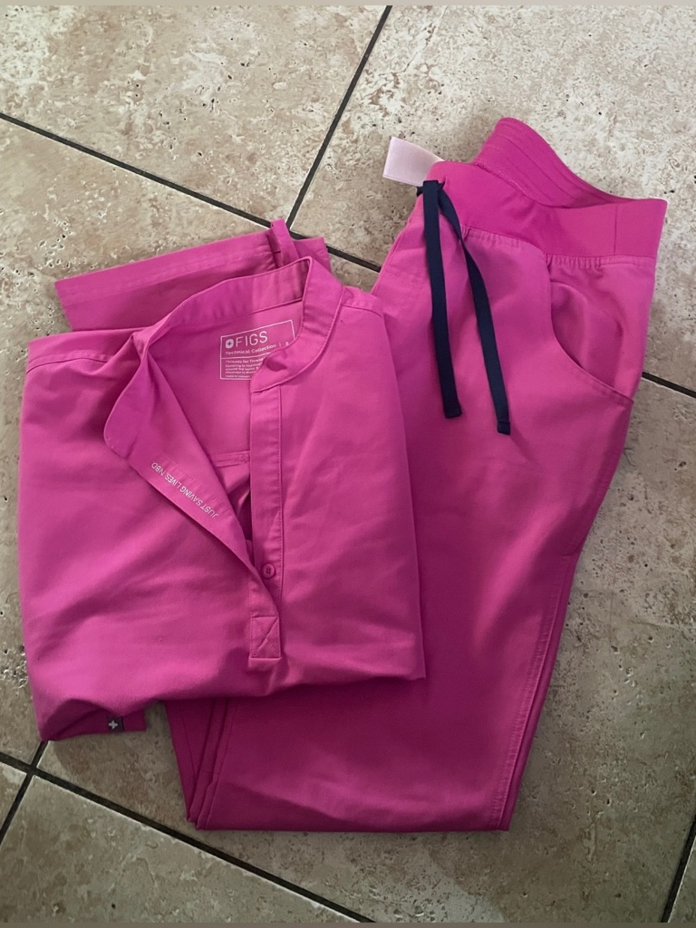 FIGS Fuchsia Pink Scrub Top and Pants set- Bold Solid Color